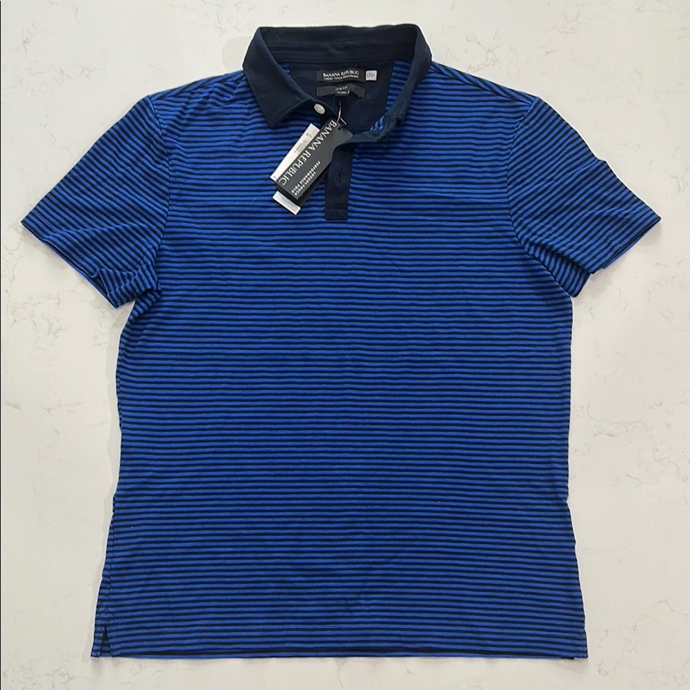 Banana Republic Blue and Black Polo Men’s Medium